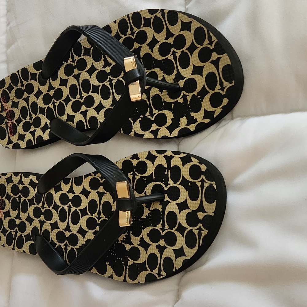 Coach Black and Gold Sandals